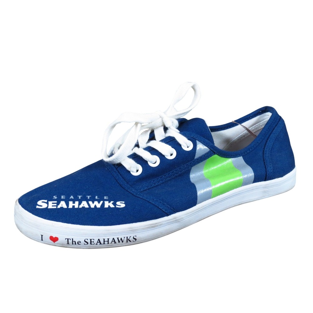 Seattle Seahawks Mens Casual Canvas Sneakers Size 10 NFL‎ Fan Navy Blue